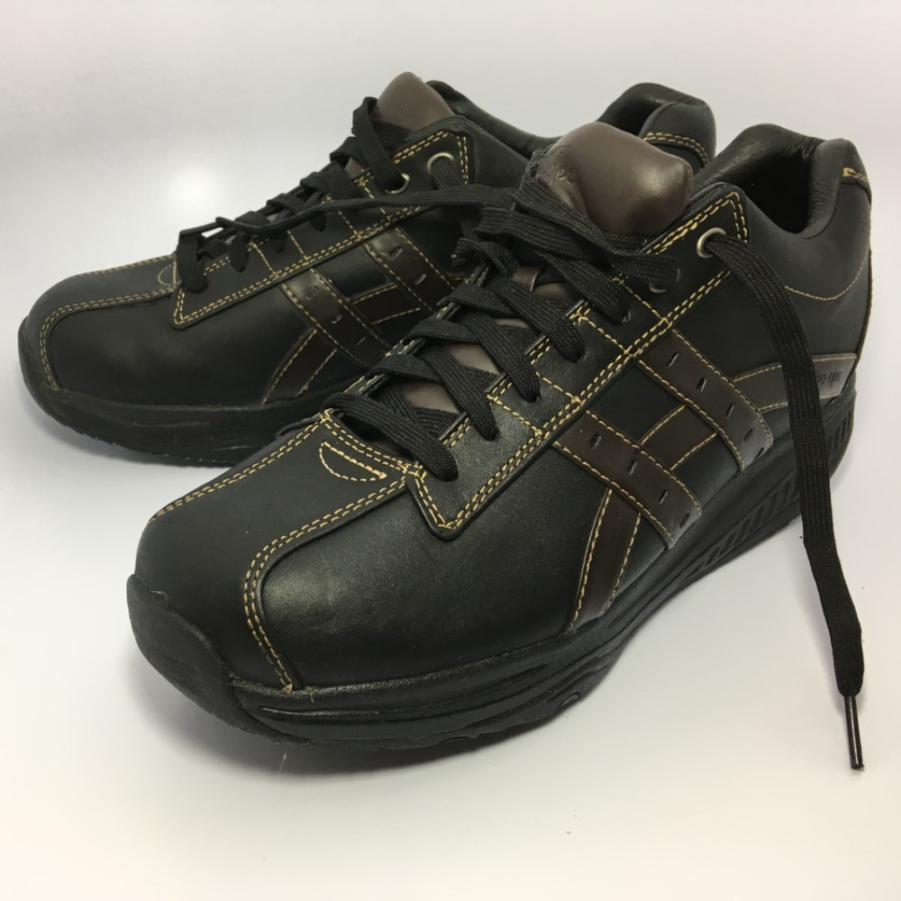 Skechers Black & Brown Leather Shape-Ups Sneakers